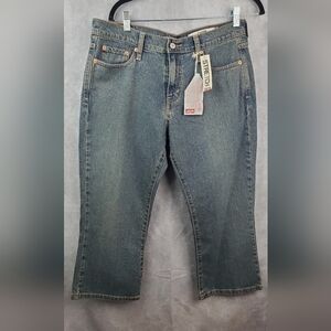 Levi's 515 Cropped Jeans Washed Blue Capri Denim‎ Womens Cotton Size 12